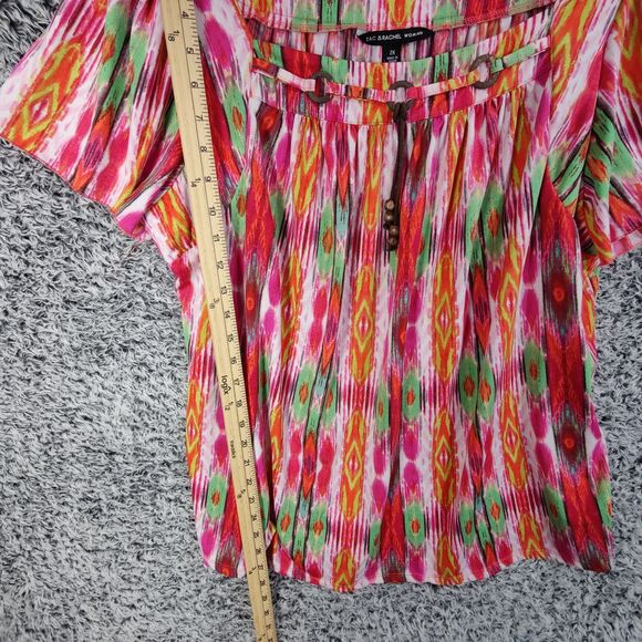 Zac & Rachel Bohemian Blouse Beaded Square Neckline Multicolor Woman Size 2X - Picture 4 of 9